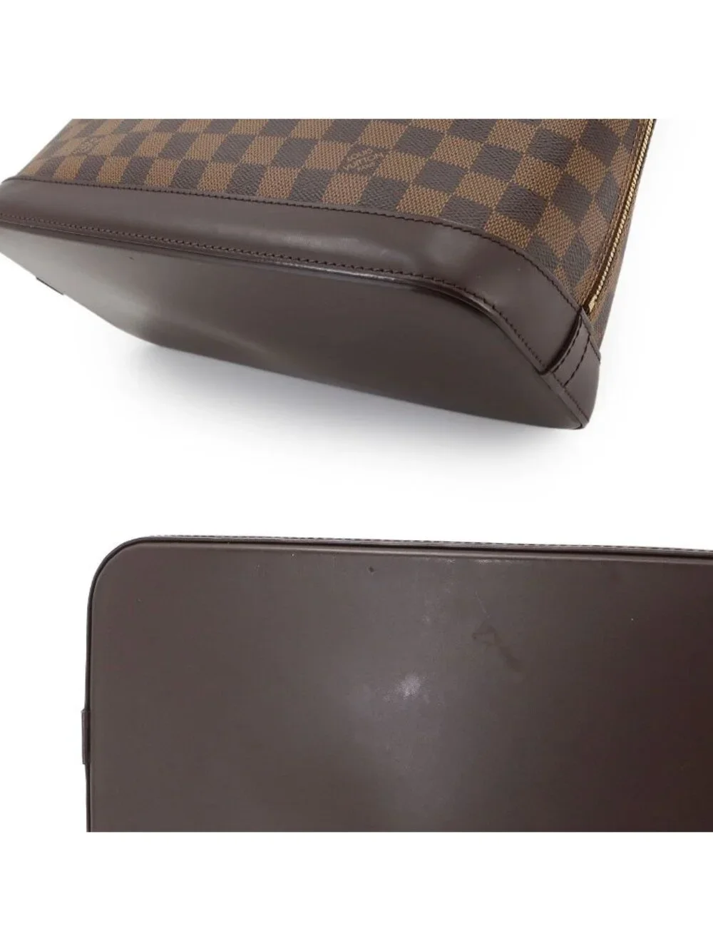 Louis Vuitton Damier Alma PM Hand Bag Ebene Brown Gold